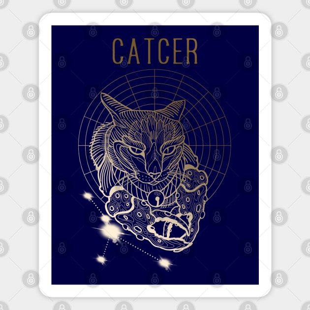 A zodiac cattery: Cancer - catcer Magnet by Blacklinesw9